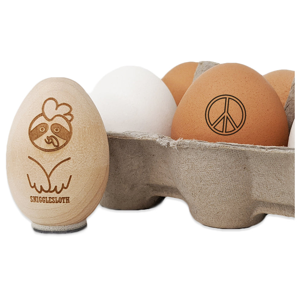 Peace Sign Outline Chicken Egg Rubber Stamp