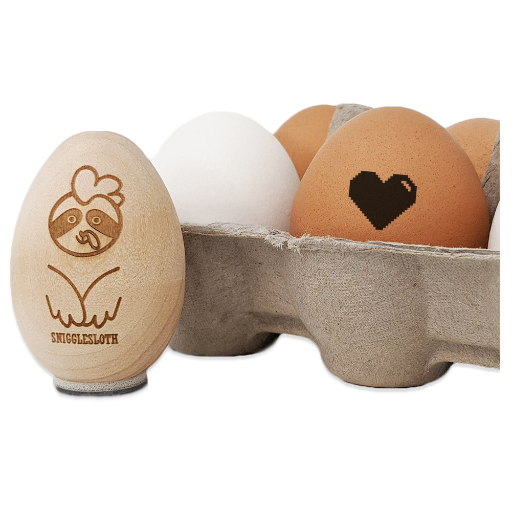 Pixel Digital Filled Heart Gaming Life Chicken Egg Rubber Stamp