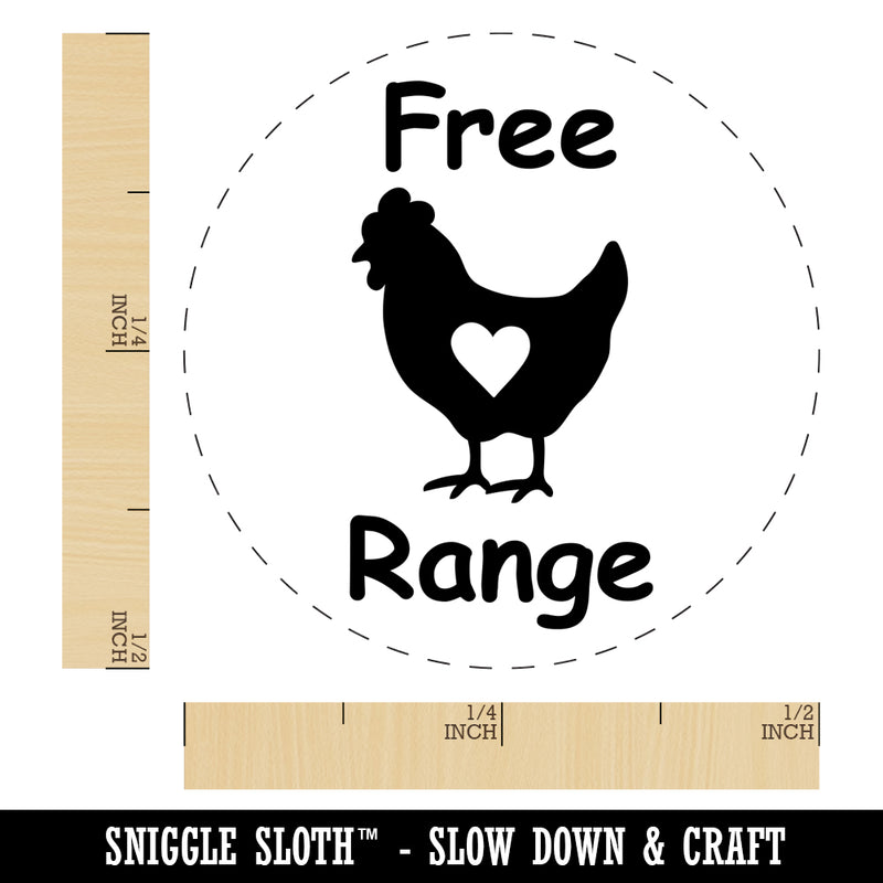 Free Range Chicken with Heart Chicken Egg Rubber Stamp