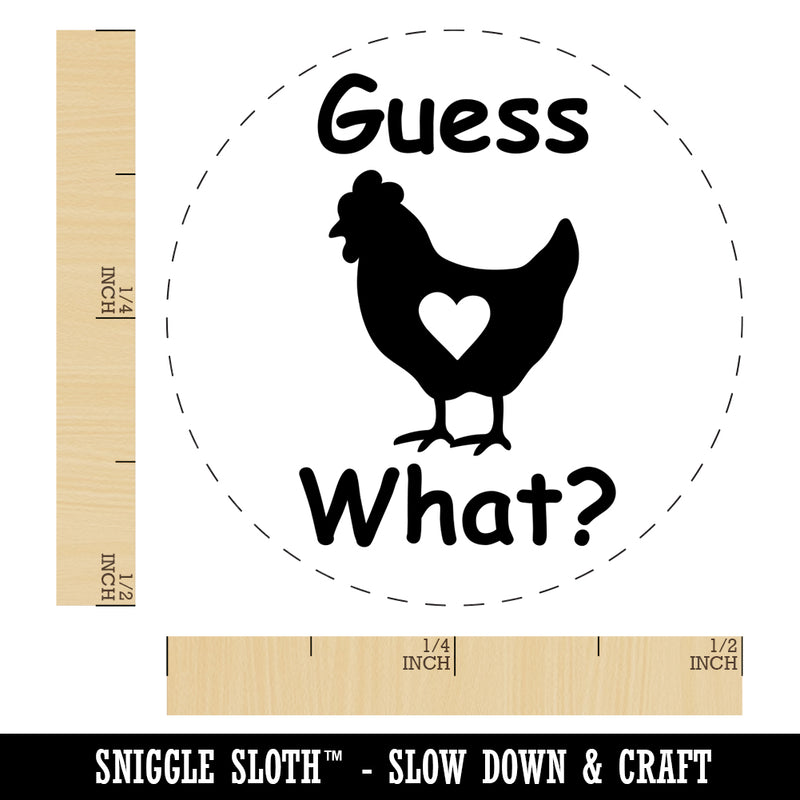 Guess What Chicken with Heart Chicken Egg Rubber Stamp