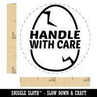 Handle with Care Cracked Chicken Egg Rubber Stamp