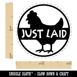 Just Laid with Chicken Chicken Egg Rubber Stamp