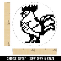 Pixel Rooster Chicken Chicken Egg Rubber Stamp