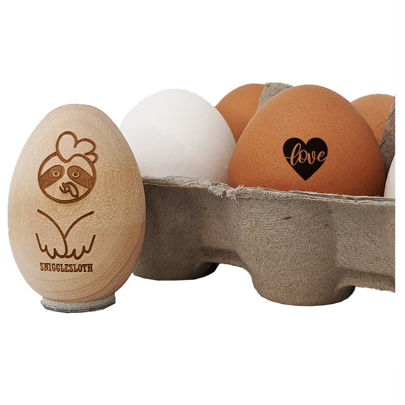 Love Script in Heart Chicken Egg Rubber Stamp