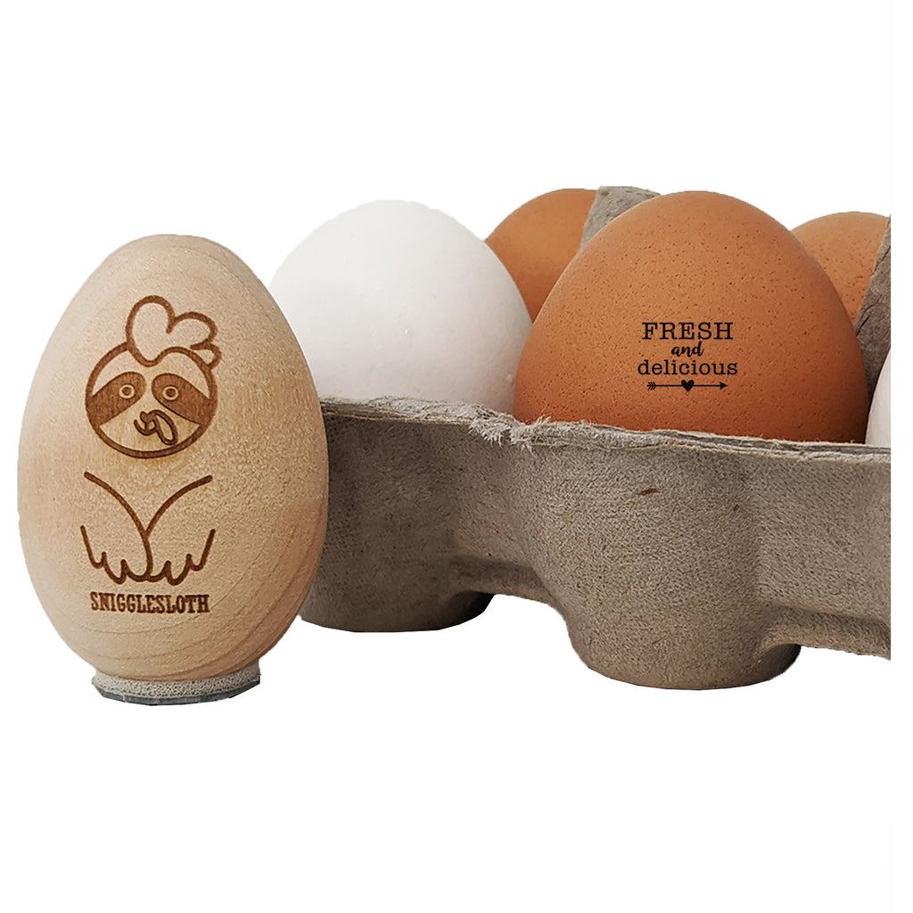 Fresh and Delicious Chicken Egg Rubber Stamp