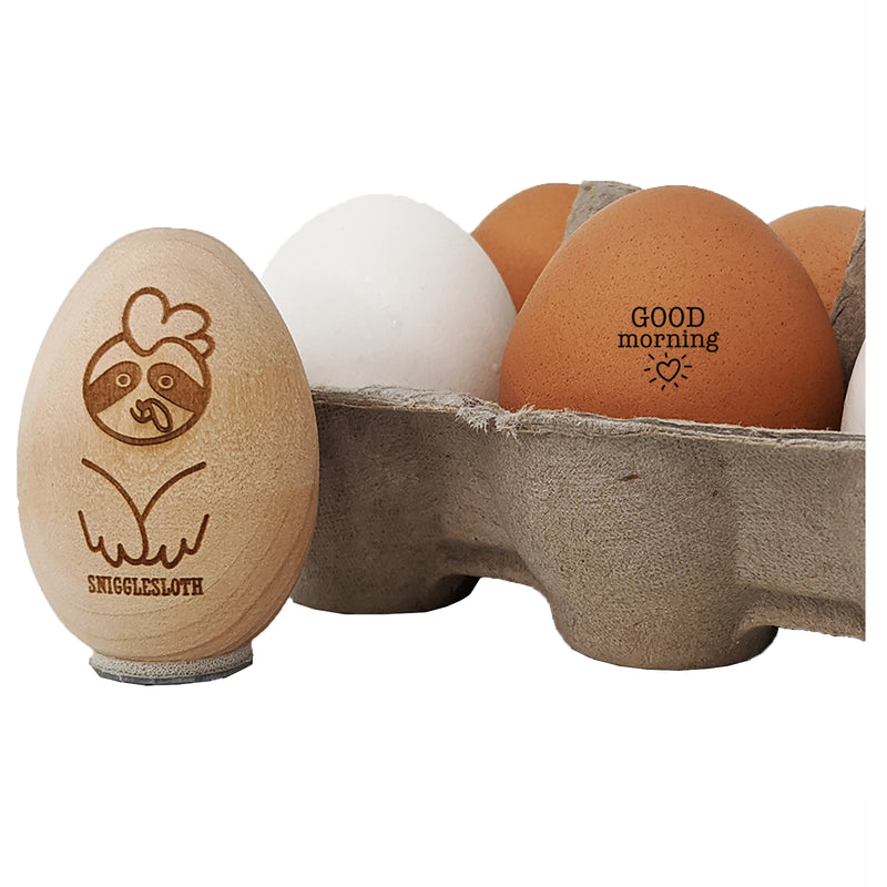 Good Morning Heart Chicken Egg Rubber Stamp
