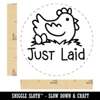 Just Laid Chicken on Nest of Eggs Chicken Egg Rubber Stamp