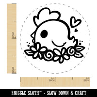 Adorably Kawaii Chicken in Flower Nest Chicken Egg Rubber Stamp