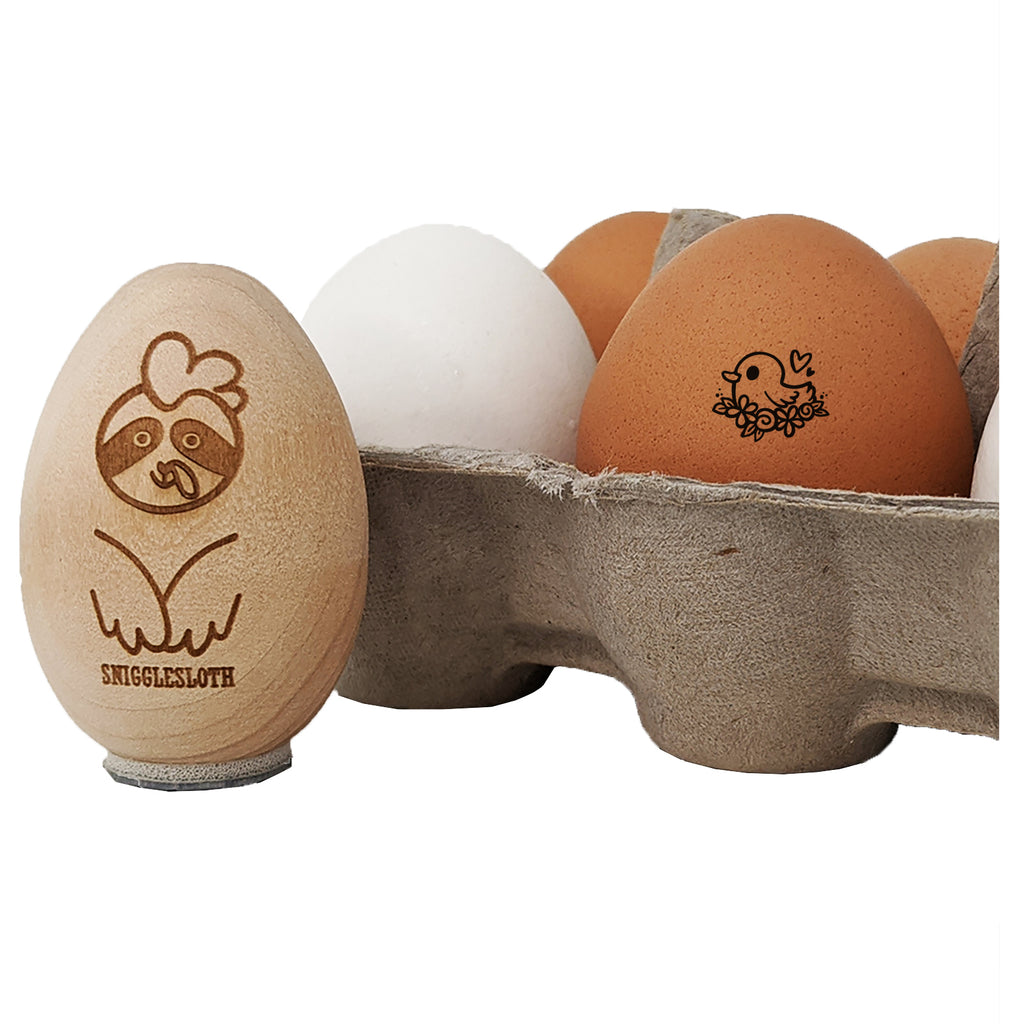 Adorably Kawaii Duck in Flower Nest Chicken Egg Rubber Stamp