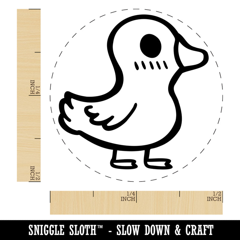 Cute Kawaii Blushing Goose Chicken Egg Rubber Stamp