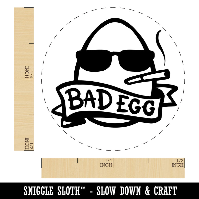 Bad Egg Punk with Sunglasses and Banner Chicken Egg Rubber Stamp