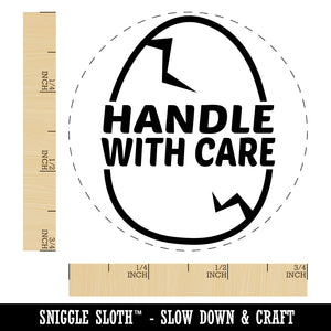 Handle with Care Cracked Chicken Egg Rubber Stamp