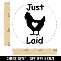 Just Laid Chicken with Heart Chicken Egg Rubber Stamp