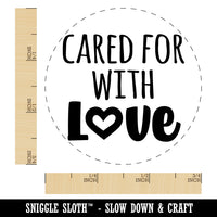 Cared for with Love Heart Chicken Egg Rubber Stamp