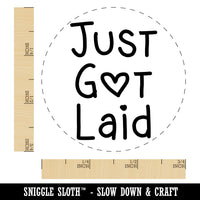 Just Got Laid withi Heart Chicken Egg Rubber Stamp