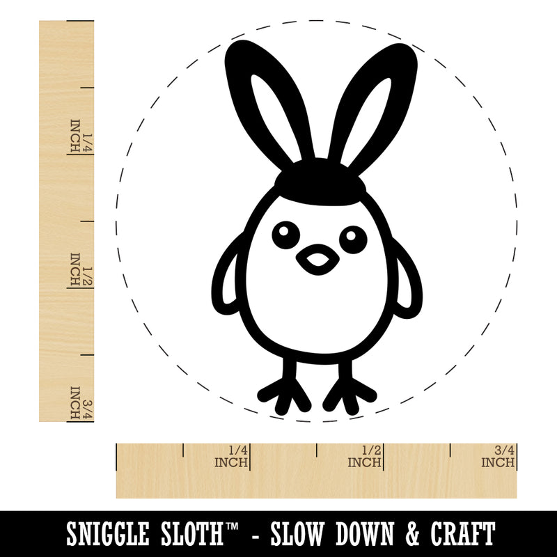 Easter Chick with Bunny Ears Chicken Egg Rubber Stamp