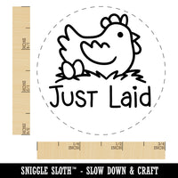 Just Laid Chicken on Nest of Eggs Chicken Egg Rubber Stamp