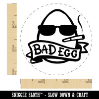 Bad Egg Punk with Sunglasses and Banner Chicken Egg Rubber Stamp