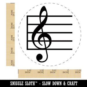 Treble Clef on Staff Music Rubber Stamp for Stamping Crafting Planners