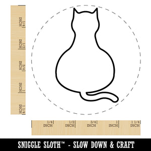 Cat Sitting Back Outline Rubber Stamp for Stamping Crafting Planners