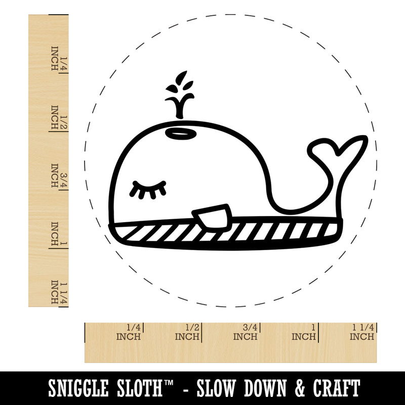 Snoozing Whale Doodle Rubber Stamp for Stamping Crafting Planners