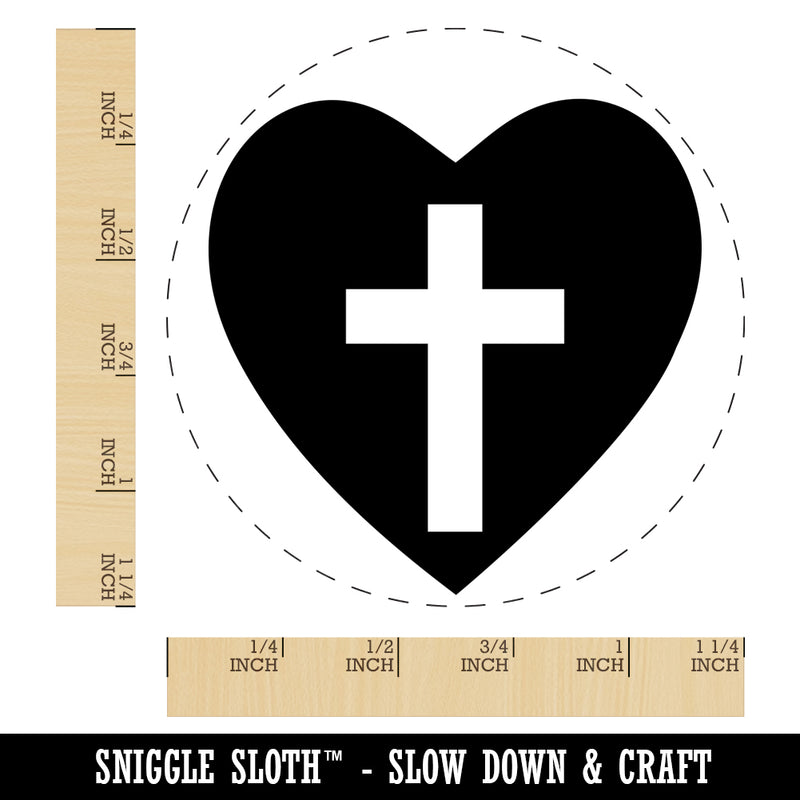 Cross in Heart Christian Rubber Stamp for Stamping Crafting Planners