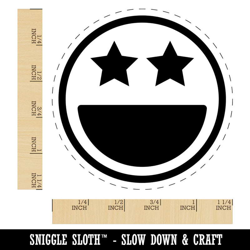 Star Eyes Happy Face Big Smile Mouth Emoticon Rubber Stamp for Stamping Crafting Planners