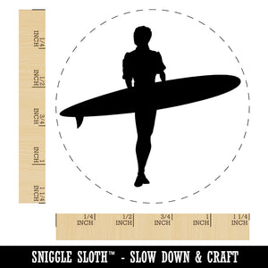 Surfer Surfing Walking with Surfboard Silhouette Rubber Stamp for Stamping Crafting Planners