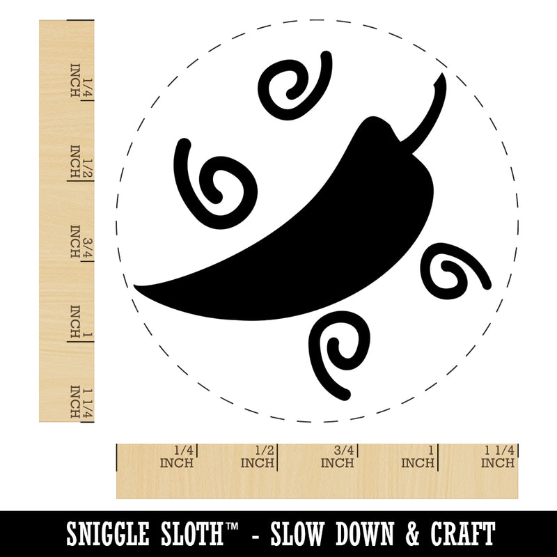 Chili Pepper with Swirls Fiesta Rubber Stamp for Stamping Crafting Planners