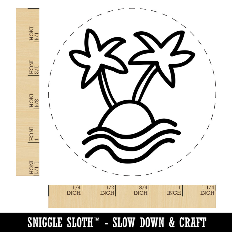 Palm Tree Island Doodle Rubber Stamp for Stamping Crafting Planners