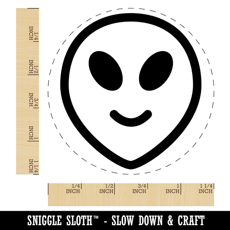 Smiling Happy Alien Emoticon Rubber Stamp for Stamping Crafting Planners