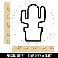 Cactus in Pot Outline Rubber Stamp for Stamping Crafting Planners