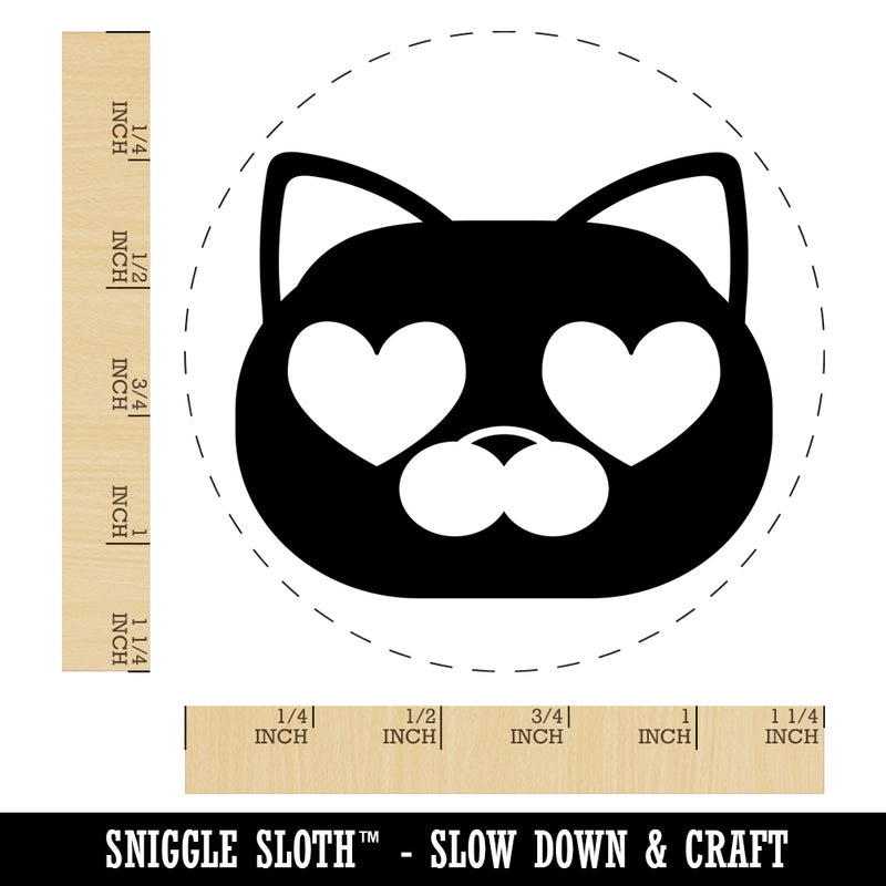 Round Cat Face Love Heart Eyes Rubber Stamp for Stamping Crafting Planners