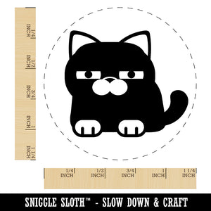 Round Cat Skeptical Rubber Stamp for Stamping Crafting Planners