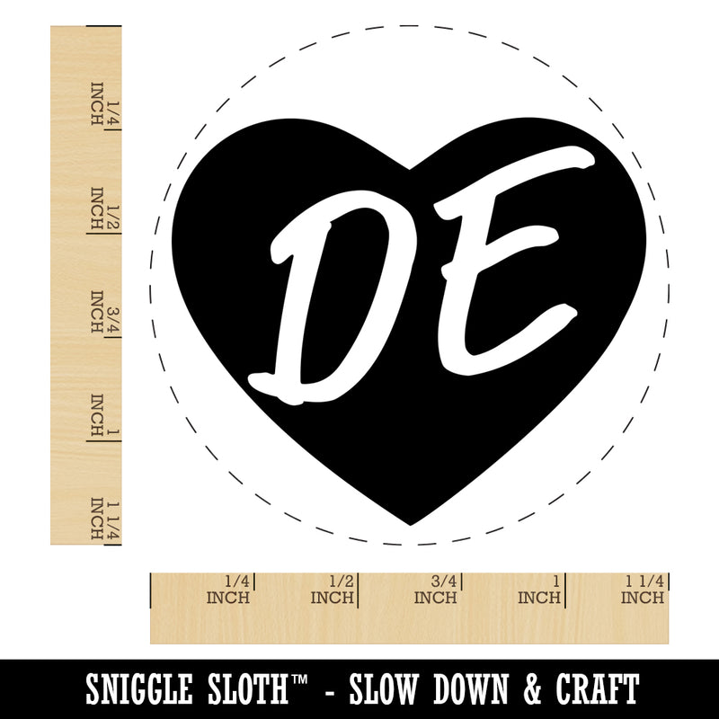 DE Delaware State in Heart Rubber Stamp for Stamping Crafting Planners