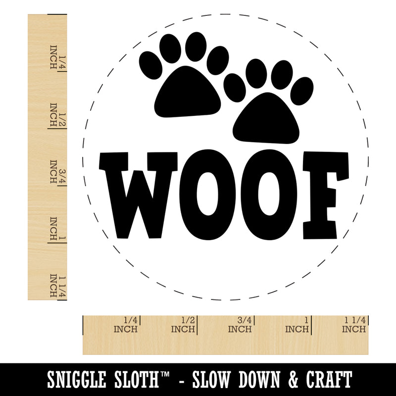 Woof Dog Paw Prints Fun Text Rubber Stamp for Stamping Crafting Planners