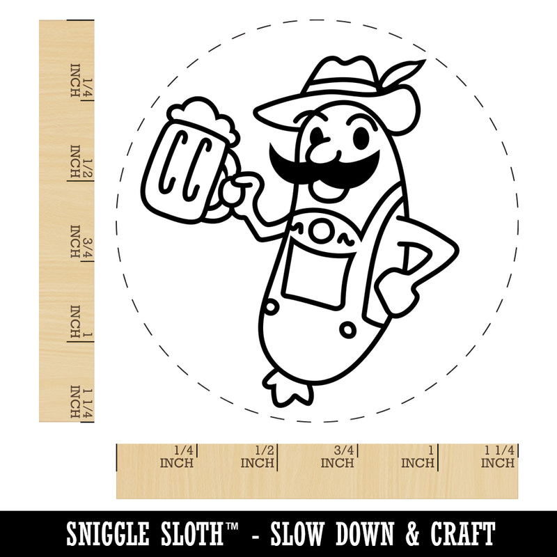 Oktoberfest Bratwurst in Lederhosen with Beer Rubber Stamp for Stamping Crafting Planners