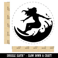Surfing Surfer Girl on Wave Rubber Stamp for Stamping Crafting Planners