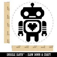 Cute Little Robot with a Heart Rubber Stamp for Stamping Crafting Planners