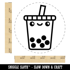 Kawaii Cute Boba Bubble Milk Tea Face Rubber Stamp for Stamping Crafting Planners