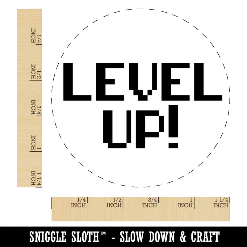 Level Up 8 Bit Digital Text Rubber Stamp for Stamping Crafting Planners