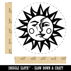 Sun and Moon Heraldic Faces Rubber Stamp for Stamping Crafting Planners