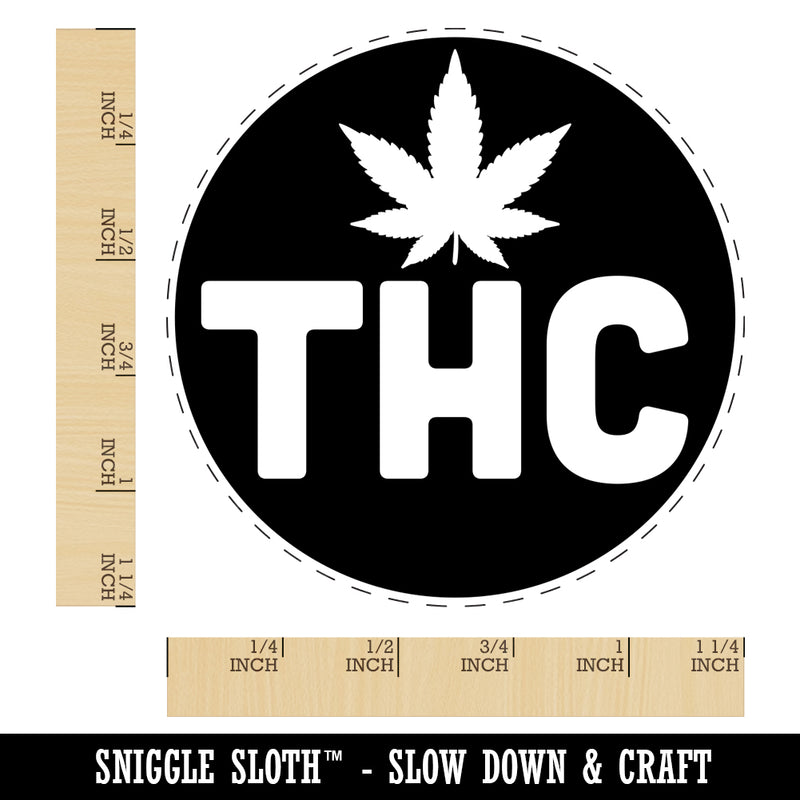 THC Marijuana Leaf Circle Rubber Stamp for Stamping Crafting Planners