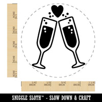 Cheers Toast Champagne Heart Love Wedding Anniversary Rubber Stamp for Stamping Crafting Planners