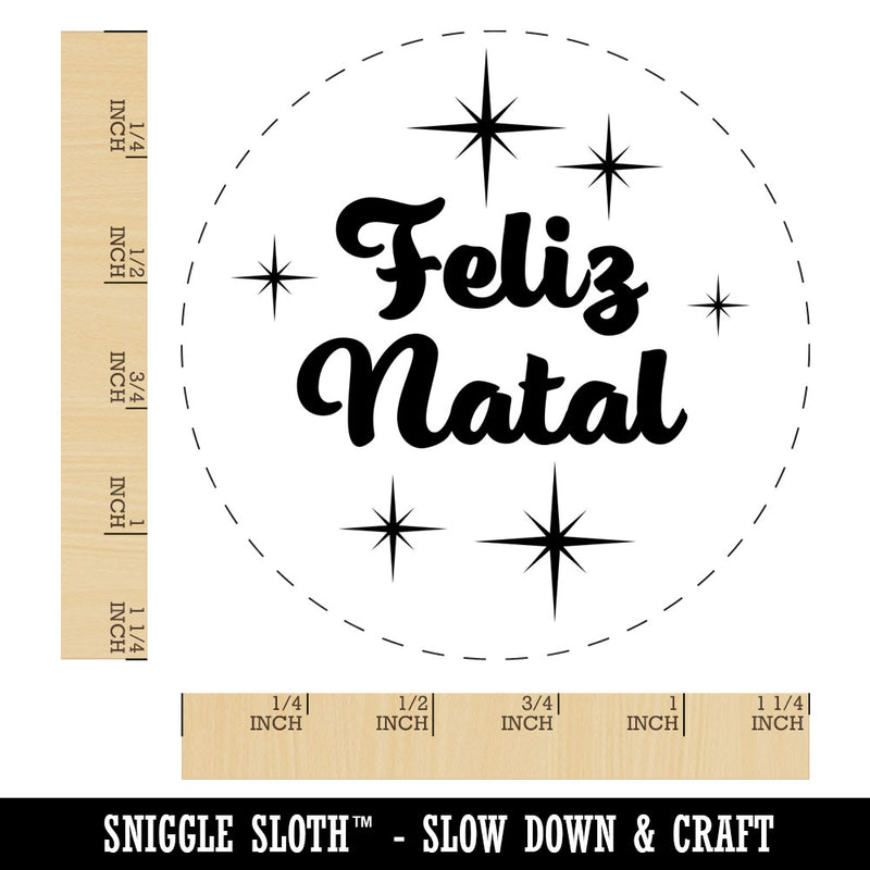 Feliz Natal Merry Christmas Portuguese Starburst Rubber Stamp for Stamping Crafting Planners
