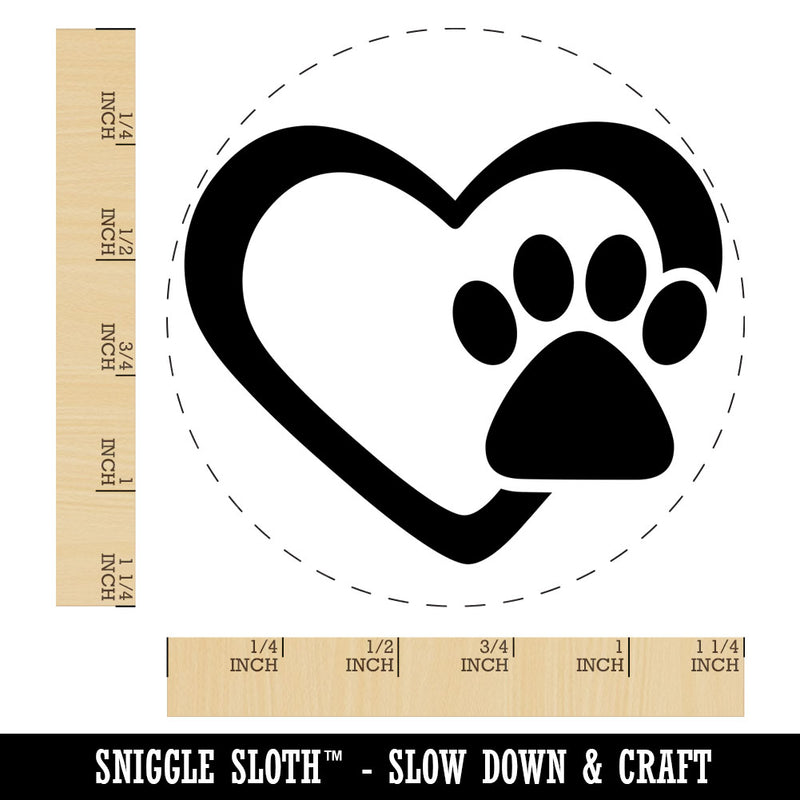 Heart with Paw Print Rubber Stamp for Stamping Crafting Planners
