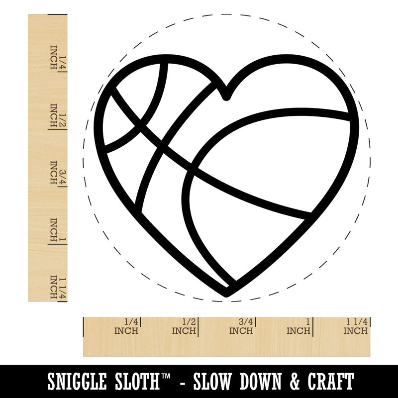 Heart Shaped Basketball Sports Rubber Stamp for Stamping Crafting Planners