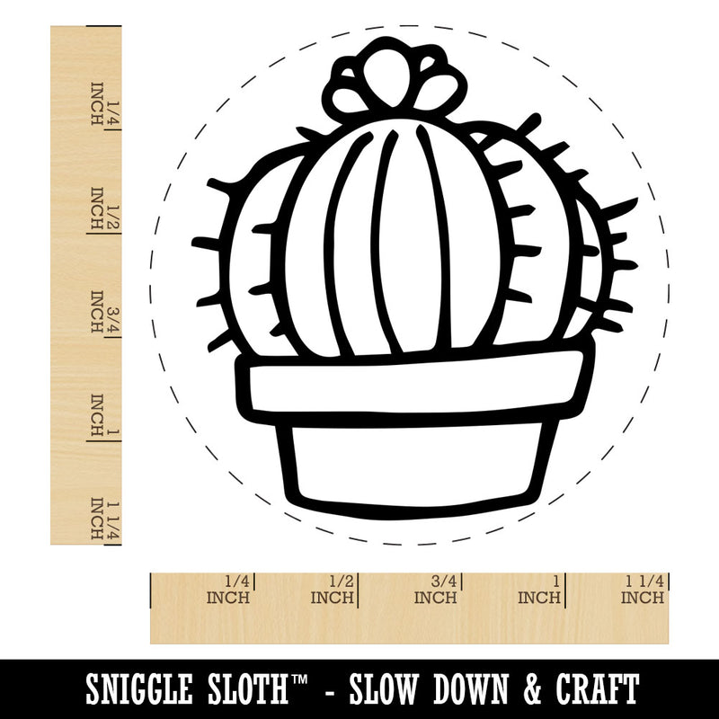 Hand Drawn Cactus With Flower Doodle Rubber Stamp for Stamping Crafting Planners