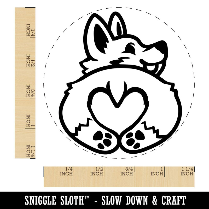 Cute Corgi with a Heart Butt Rubber Stamp for Stamping Crafting Planners