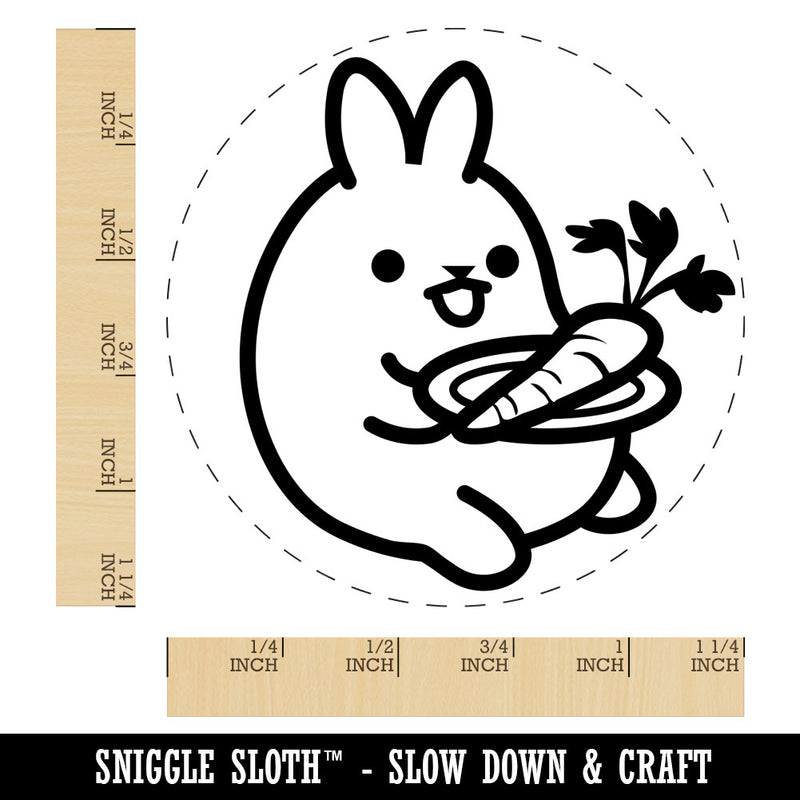 Cute Kawaii Bunny Rabbit Eating a Carrot for Lunch Rubber Stamp for Stamping Crafting Planners